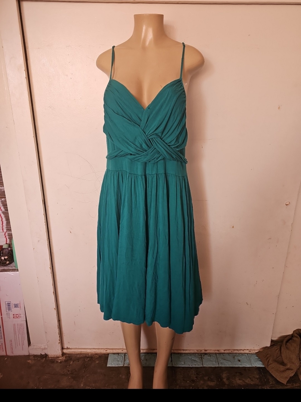 Mossimo Supply Co. Teal Twist-Front Spaghetti Strap Midi Dress
